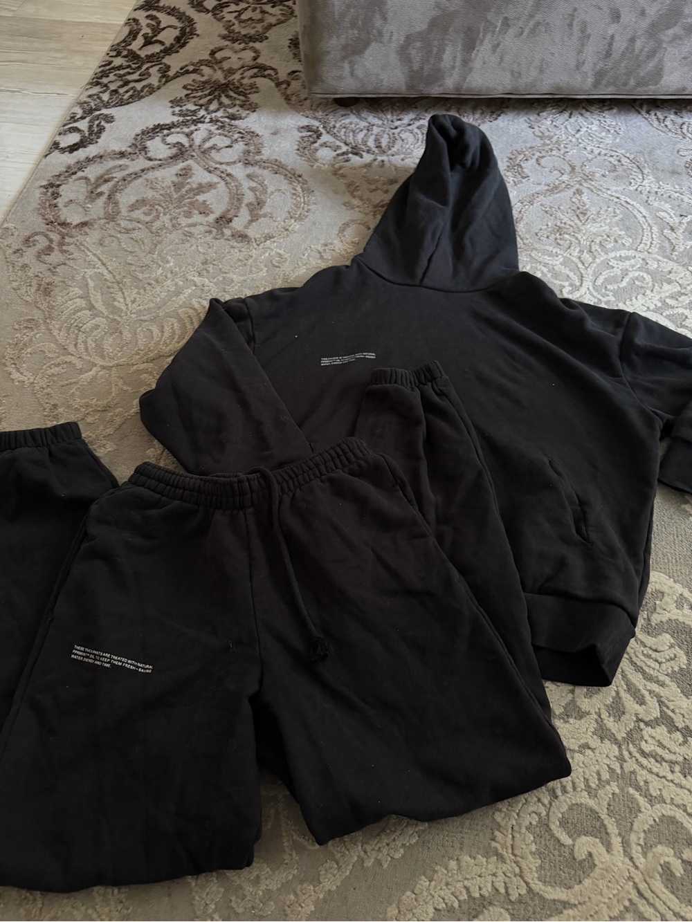 Pangaia Black Hoodie and Sweatpants Set
